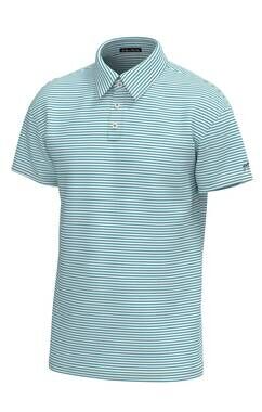 NEW SOUTHERN POINT CO. boys horizon stripe polo in white blue wing teal